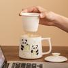 Taza de Té Mahjong Panda Pintada a Mano por el Fabricante, Taza de Oficina de Alta Gama, Taza de Cerámica, Taza con Separador de Té y Agua con Forro