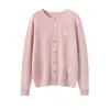 Cárdigan de punto 100% cachemira pura para mujer, suéter de cuello redondo, top holgado de color liso, chaqueta que se ve bien al usarla por fuera y por dentro
