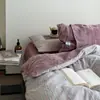 Conjunto de Quatro Peças Novo para o Inverno de 2025 Lado A Algodão Puro Lavado Lado B Veludo de Leite Escandinavo Ins Conjunto de Três Peças para Cama de Dormitório