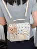Mochila Pequeña Estilo Universitario con Estampado de Lazo Verano 2026 Nueva Tendencia Versión Coreana Elegante Casual para Viaje