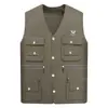Ropa para Hombres de Mediana Edad y Mayores, Chaleco Multibolsillos Holgado Talla Grande, Chaleco para Hombre, Informal Pesca Exterior Ropa de Papá