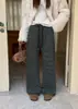 Zhu Feiyan 2026 Invierno Nuevo Estilo Pantalones Rayados con Terciopelo Plus Pantalones Casuales Versátiles Pantalones Perezosos para Caminar para Mujer Pantalones de Pierna Recta