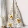 Bolsa de praia de crochê floral transfronteiriça, nova bolsa de ombro de grande capacidade para férias na praia e para o dia a dia, atacado