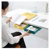 Caja de almacenamiento multifuncional oculta debajo del escritorio estilo japonés, no requiere taladrar, con cajones para bolígrafos, papelería y organizar artículos varios