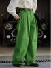 Lou Fu Primavera Novo Estilo Yuppie Coreano Commuter Calças de Cintura Alta Perna Larga Calças Soltas Slim Look Feminino Casual