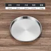 Prato redondo de aço inoxidável coreano prato redondo comercial bandeja plana dourada fundo plano espessada pele fria gong gong prato de macarrão de arroz prato para cozinhar no vapor prato de vegetais