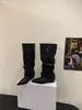 Botas de moda Chuyuji estilo coreano de punta, plisadas, apiladas, 2026, nuevas, sin cordones, altas, con tacón grueso, para montar, para mujer