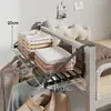Gadget para secar ropa de dormitorio: barra colgante para literas inferior y superior, tendedero, estante de almacenamiento para ropa al final de la cama
