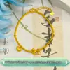 Pulsera de Plata Pura 999 con Microincrustaciones de Zircón, Cuenta Ligera Color Durazno para Mujer, Estilo Palacio Chino, Diseño de Nicho, Lujo Ligero, Pulsera Exquisita