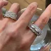 Anillo Trenzado Ancho Brillante para Mujer, Simple y Elegante con Incrustación de Circonita, Anillo de Dedo Índice a la Moda, Mismo Estilo que en Xiaohongshu