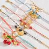 Pulsera trenzada colorida de acero inoxidable y oro de 18 quilates para niñas, estilo Ins, no se decolora, lujo ligero, sensación de alta gama, joyería de moda popular europea y americana
