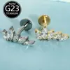 Tachinhas de Osso da Orelha F136 de Titânio 16g com Cinco Pedras de Zircônia Marquise, Piercings de Lábio, Piercings de Cartilagem, Piercings de Cóclea, Fabricante em Estoque, Vendido Individualmente