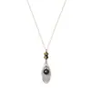 Cadena de suéter Maillard lujo ligero sensación de alta gama retro anillo redondo ojo de tigre cuerda marrón collar con colgante largo accesorios de otoño e invierno