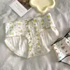 Calcinhas femininas de algodão puro com forro de algodão, estilo estudante, laço, estampa floral pequena, calcinhas triângulo sexy brancas de cintura média respiráveis