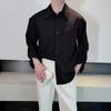 Outono Masculino Manga Comprida Oculto Botão Camisa Vestido Negócios Interior Camisa Alta Qualidade Não Passar Roupas Casuais Moda Leve Estilo Maduro