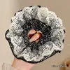 Elástico de cabelo preto para o dia a dia para mulheres, estilo francês, alto valor estético, adequado para sair, elástico de cabelo oversized da moda, acessório de cabelo
