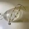 Collar de Perlas con Lazo Hueco para Mujer, Cadena Clavicular de Lujo de Gama Alta de Nicho, Estilo Nuevo, Accesorio de Cadena para el Cuello Elegante y Sencillo