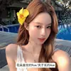 Presilha de Cabelo com Flor Artificial e Vibe Sonhadora, Perfeita para Fotos, Acessório de Cabelo Estilo Férias na Praia, Presilha de Tubarão para Cabelo Semi-Preso, Super Estilo Fada