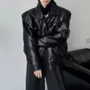 Jaqueta de Couro PU Estilo Americano Masculina Primavera e Outono Britânica Pia Ya Masculina Alto Padrão Perfil Roupas Biker Tendência Jaqueta de Couro