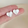 Pendientes de Plata de Ley S925 con Forma de Corazón Irregular Elevado, Cepillado Mate, Joyería para Orejas de Moda Simple Casual Japonesa y Coreana