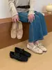 Zapatos Mary Jane Calados de Encaje de Hada Suela Plana Punta Cuadrada Moño Boca Baja Zapatos de Salón Zapatos de Ballet Con Cordones Zapatos de Abuela