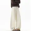 Novidades do Outono de 2026: Calça Masculina Estilo Old Money, Linho Pesado, Pregueada, Fluida, Casual, High-End, Modelagem Ampla, Calça Longa para Homens