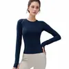 Popular Camiseta de Yoga Ajustada de Manga Larga, Secado Rápido Ajustada Ropa Deportiva para Correr, Entrenamiento y Fitness, Camiseta Deportiva de Pilates para Mujer