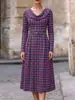 Otoño/Invierno 2026 Ropa Nueva Transfronteriza Europea y Americana para Mujer Estación Independiente de Amazon Vestido Largo a Cuadros Vestido Estampado para Mujer