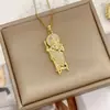 Collar de Diseño Nuevo Exclusivo Transfronterizo Europeo y Americano Cobre Chapado en Oro Circonita Microincrustada Colgante de San Judas