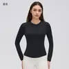 Camiseta Henley Versátil Casual de Otoño Modal Amigable con la Piel Top Deportivo Fitness Yoga Camiseta de Manga Larga para Mujer D25146