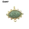 WT-C328 exquisito diseño de ojo de lujo ligero adorno circón gema natural lapislázuli piedra de cristal rosa conector