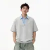 Camisa polo de manga corta con cuello para hombre, camiseta de verano de marca moderna, corte holgado estilo coreano, top versátil moderno nuevo 2026