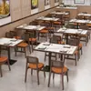 Conjunto de Mesa e Cadeiras de Jantar de Madeira Maciça com Tampo de Ardósia para Restaurantes de Fast Food, Lanchonetes, Churrascarias, Lojas de Chá com Leite, Restaurantes de Café da Manhã e Estabelecimentos de Refeição