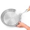 BBQ Acero Inoxidable Plegable Desmontable Mango Redondo Sartén para Barbacoa Sartén para Pollo con Aceite Sartén Creativa Multifuncional para Barbacoa