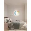 Lámpara de Pared para Habitación Infantil Forma de Estrella Luna Habitación Niño Niña Lámpara de Mesita de Noche LED de Dibujos Animados Creativa Lámpara de Ahorro de Energía