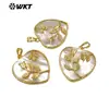 WT-JP516 Lujo Ligero Exquisito Natural Suave Nácar Blanco Chapado en Oro de 18K Flor de Tulipan Incrustada Colgante DIY