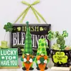 Decoración de muñeca para festival irlandés transfronterizo San. Decoración de ventana de muñeco de enano con sombrero de punta de hoja verde creativa para el Día de San Patricio