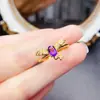 Anillo Popular de Amatista Natural al por Mayor de Fábrica Plata S925 Incrustado Piedra Principal 4*6 Joyería de Lujo Venta Directa de Fábrica