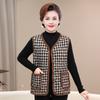 Roupas para Mãe para Outono e Inverno, Colete Quente com Forro de Fleece, Roupa Externa para Mulheres de Meia-Idade e Idosas, Colete Xadrez sem Mangas, Colete da Moda sem Mangas para Mulheres