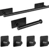 Porta-pañuelos de Acero Inoxidable con Forma de Cruz Set de Barra para Toallas Soporte para Rollo de Papel Higiénico de Baño Sin Taladro Gancho Negro Dorado