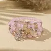 Pulsera de Cristal Colorida Estilo Resort Bohemio para Mujer Diseño de Nicho Ins Corazón Trébol de Cuatro Hojas Pulsera de Perlas