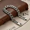 Pulseira com Padrão de Rattan Transfronteiriça Simples Versátil Personalidade Punk Masculina Tendência Padrão de Corrente Cubana Retro Prata