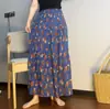 Falda Floral Nueva Transfronteriza para Mujer Falda de Primavera y Verano Cintura Elástica Algodón Seda Hogar Viaje Estilo del Sudeste Asiático