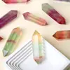 Cristal natural fluorita colorida piedra en bruto cristal hexagonal doble punta pilar piedra feng shui desmagnetizador de cristal decoración de mesa de entrada