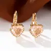 Pendientes de Corazón con Diamantes Blancos y Borde de Diamantes Oro Champagne Estilo Popular Nuevo Transfronterizo Versátiles Elegantes de Lujo Ligero Venta al por Mayor
