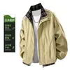 2026 Nuevo Modelo Casual Holgado Color Sólido Moda Versátil para Hombre Negocios Cuello Alto Abrigo Gabardina Chaqueta para Hombre