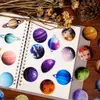 Novos Adesivos Transparentes Coloridos da Série Planeta Espacial com 56 Peças Material PET Adesivos Decorativos de Planeta Surpreendentes e Requintados