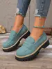 2026 Nuevos Mocasines de Talla Grande para Primavera y Otoño Talla Grande Casual Gamuza Estilo Británico Zapatos de Mujer Tacón Grueso Suela Gruesa Comercio Exterior Retro