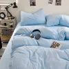 Juego de Funda Nórdica de Cuatro Piezas, Sábana Plana de Color Sólido, Algodón Amigable con la Piel para Dormitorio de Estudiante, Juego de Sábana Ajustable de Tres Piezas, Juego de Cama Sencillo 4