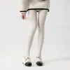 Pantalones de pierna completa de algodón y lino estilo japonés para mujer, con estampado floral de rayas verticales, color café con leche, acanalados finos, grosor medio, adecuados para usar como prenda exterior.